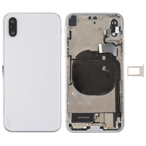 Battery Back Cover Assembly with Side Keys & Vibrator & Speaker Ringer Buzzer & Power Button + Volume Button Flex Cable & Card Tray & Battery Adhesive for iPhone X(White) - Back Cover by PMC Jewellery | Online Shopping South Africa | PMC Jewellery