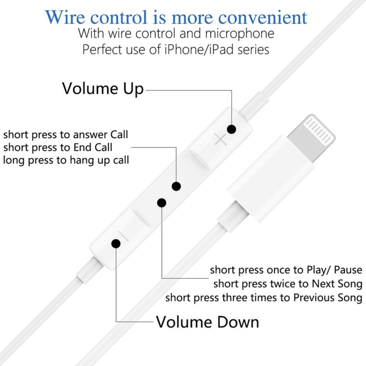 GL069 8 Pin Port Bluetooth Module Pop-up Window Wired Stereo Earphones with Mic (White) - Normal Style Earphone by PMC TechLife | Online Shopping South Africa | PMC TechLife