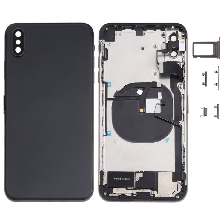 Battery Back Cover Assembly (with Side Keys & Speaker Ringer Buzzer & Motor & Camera Lens & Card Tray & Power Button + Volume Button + Charging Port + Signal Flex Cable & Wireless Charging Module) for iPhone XS Max(Black) - Back Cover by PMC TechLife | Online Shopping South Africa | PMC TechLife