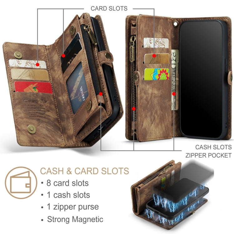 For iPhone XR CaseMe Detachable Multifunctional Horizontal Flip Leather Case with Card Slot & Holder & Zipper Wallet & Photo Frame (Brown) - More iPhone Cases by CaseMe | Online Shopping South Africa | PMC Jewellery