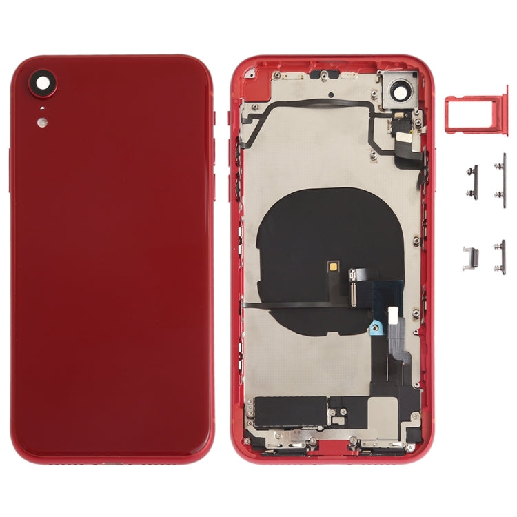 Battery Back Cover Assembly (with Side Keys & Speaker Ringer Buzzer & Motor & Camera Lens & Card Tray & Power Button + Volume Button + Charging Port + Signal Flex Cable & Wireless Charging Module) for iPhone XR(Red) - Back Cover by PMC TechLife | Online Shopping South Africa | PMC TechLife