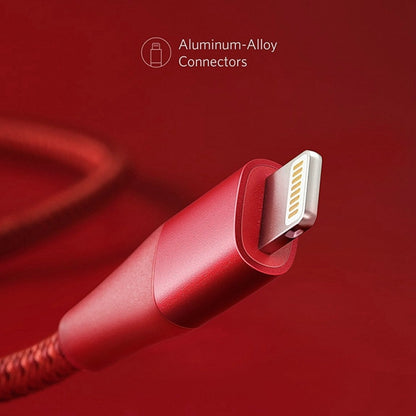 ANKER A8453 Powerline+ II USB to 8 Pin Apple MFI Certificated Nylon Pullable Carts Charging Data Cable, Length: 1.8m(Red) - MFI Cable by ANKER | Online Shopping South Africa | PMC Jewellery