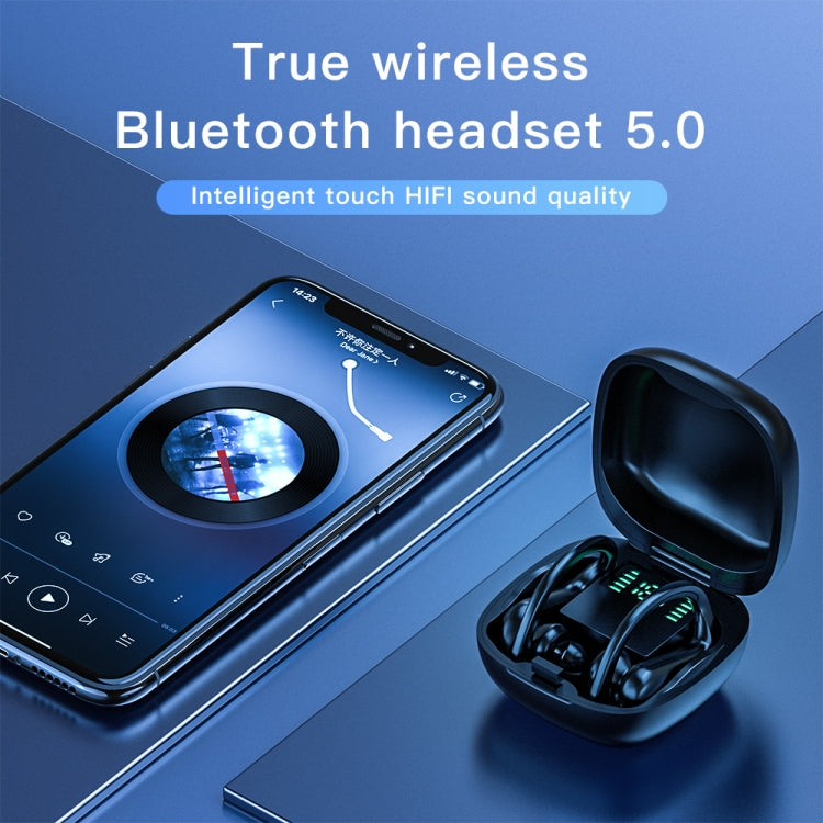MD03 Wireless Ear-mounted Bluetooth Earphone with Charging Box & Digital Display, Support Touch & HD Call & Voice Assistant & NFC(Black) - Bluetooth Earphone by PMC Jewellery | Online Shopping South Africa | PMC Jewellery