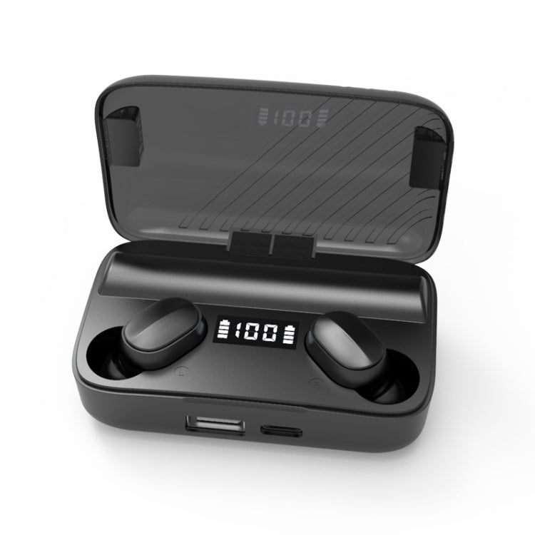A9 TWS CVC8.0 and DSP Dual Noise Cancelling Bluetooth Earphone with Magnetic Charging Box & LED Digital Display, Support Touch & HD Call & Siri & Power Bank(Black) - TWS Earphone by PMC TechLife | Online Shopping South Africa | PMC TechLife