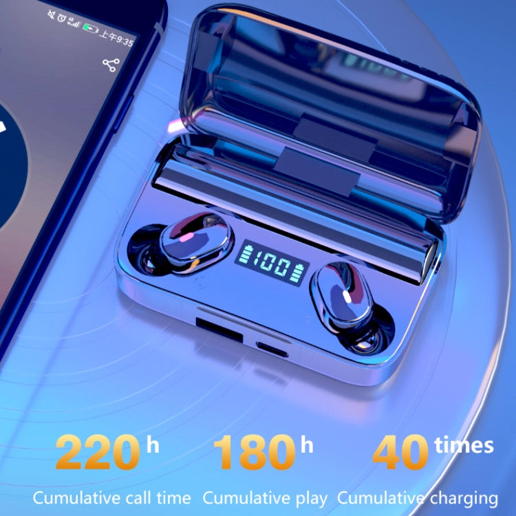 A9 TWS CVC8.0 and DSP Dual Noise Cancelling Bluetooth Earphone with Magnetic Charging Box & LED Digital Display, Support Touch & HD Call & Siri & Power Bank(Black) - TWS Earphone by PMC TechLife | Online Shopping South Africa | PMC TechLife