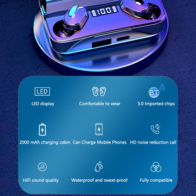 A9 TWS CVC8.0 and DSP Dual Noise Cancelling Bluetooth Earphone with Magnetic Charging Box & LED Digital Display, Support Touch & HD Call & Siri & Power Bank(Black) - TWS Earphone by PMC TechLife | Online Shopping South Africa | PMC TechLife