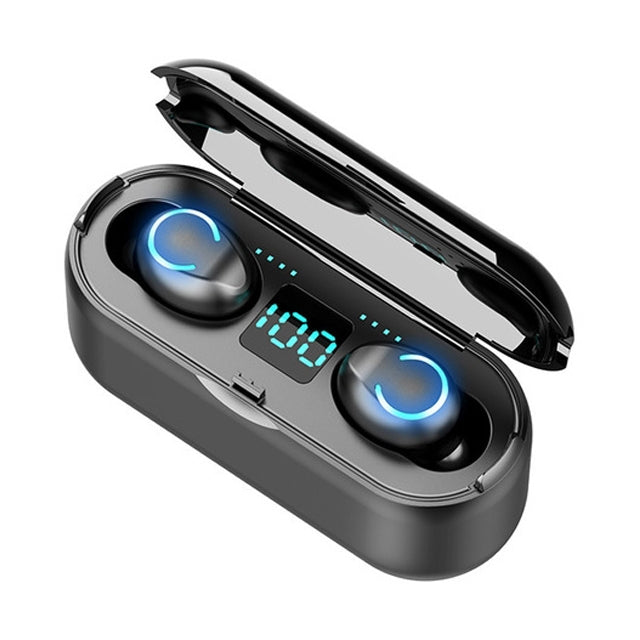 F9-8 TWS CVC8.0 Noise Cancelling Touch Mini Bluetooth Earphone with Charging Box, Support Three-screen LED Power Display & Mobile Phone Holder & Call & Voice Assistant(Black) - TWS Earphone by PMC TechLife | Online Shopping South Africa | PMC TechLife