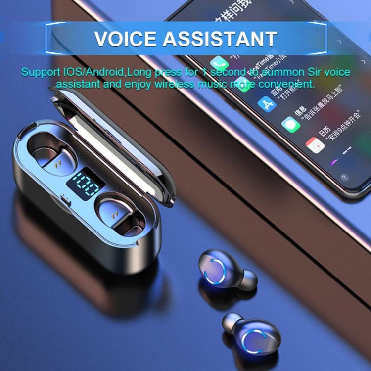 F9-8 TWS CVC8.0 Noise Cancelling Touch Mini Bluetooth Earphone with Charging Box, Support Three-screen LED Power Display & Mobile Phone Holder & Call & Voice Assistant(Black) - TWS Earphone by PMC TechLife | Online Shopping South Africa | PMC TechLife
