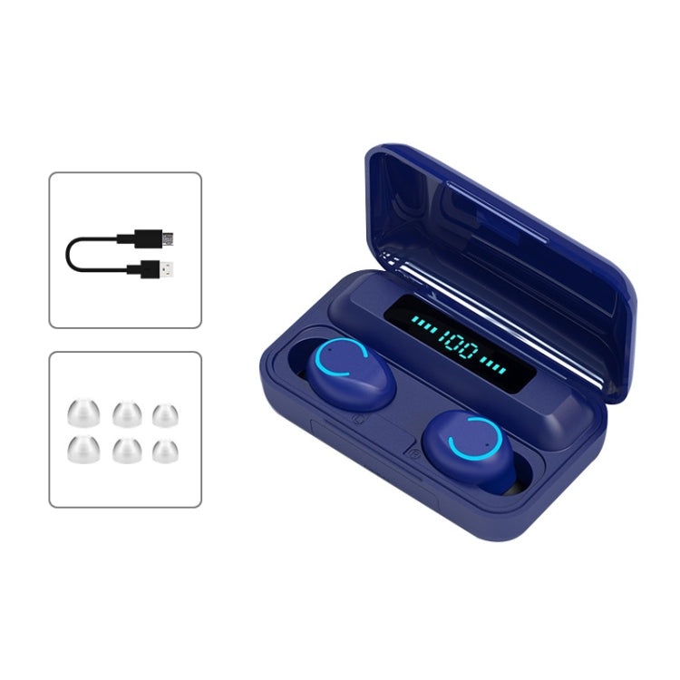 F9-9 TWS CVC8.0 Noise Cancelling Bluetooth Earphone with Charging Box, Support Touch Lighting Effect & Three-screen LED Power Display & Power Bank & Mobile Phone Holder & HD Call & Voice Assistant(Dark Blue) - TWS Earphone by PMC Jewellery | Online Shopping South Africa | PMC Jewellery