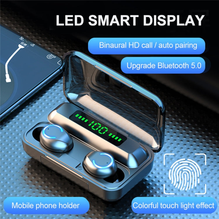 F9-9 TWS CVC8.0 Noise Cancelling Bluetooth Earphone with Charging Box, Support Touch Lighting Effect & Three-screen LED Power Display & Power Bank & Mobile Phone Holder & HD Call & Voice Assistant(Black) - TWS Earphone by PMC TechLife | Online Shopping South Africa | PMC TechLife