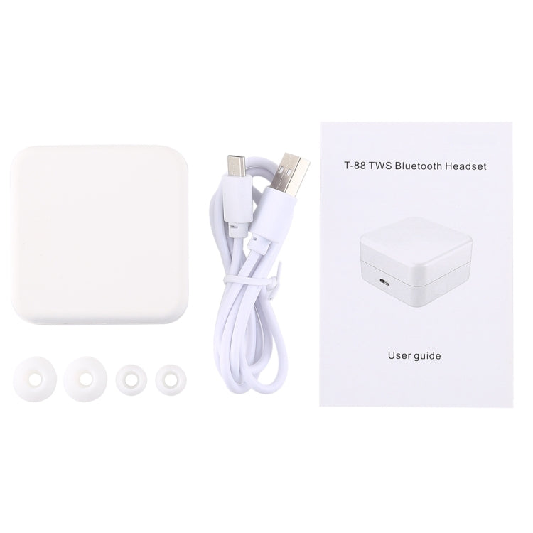 T-88 TWS Bluetooth V5.0 Wireless Stereo Earphones with Magnetic Charging Box(White) - TWS Earphone by PMC Jewellery | Online Shopping South Africa | PMC Jewellery