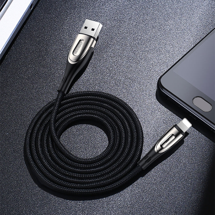 JOYROOM S-M411 Sharp Series 3A 8 Pin Interface Charging + Transmission Nylon Braided Data Cable with Drop-shaped Indicator Light, Cable Length: 2m (Black) - Normal Style Cable by JOYROOM | Online Shopping South Africa | PMC Jewellery