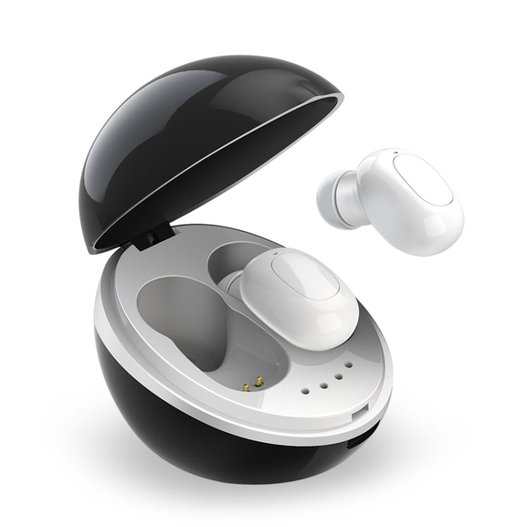 A10 TWS Space Capsule Shape Wireless Bluetooth Earphone with Magnetic Charging Box & Lanyard, Support HD Call & Automatic Pairing Bluetooth(Black White) - TWS Earphone by PMC Jewellery | Online Shopping South Africa | PMC Jewellery