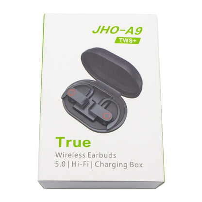 JHO-A9 TWS  Wireless Hanging Ear Type Bluetooth Earphone with Charging + Storage Integrated Zipper Bag, Support Voice Control(Black) - TWS Earphone by PMC Jewellery | Online Shopping South Africa | PMC Jewellery