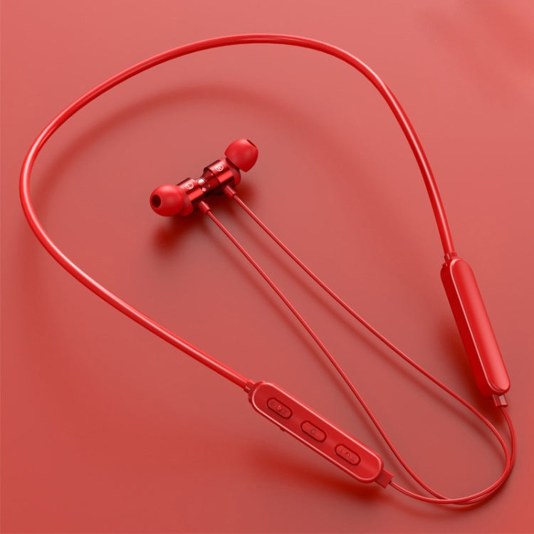 Bluetooth 5.1 Round Wire Neck-mounted Bluetooth Sports Earphone with Magnetic Function(Red) - Neck-mounted Earphone by PMC Jewellery | Online Shopping South Africa | PMC Jewellery
