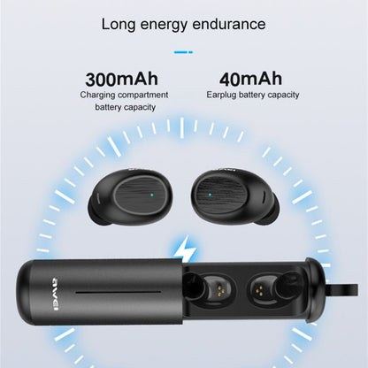 awei T55 TWS Bluetooth V5.0 Ture Wireless Sports Headset with Portable Charging Case(Black) - TWS Earphone by awei | Online Shopping South Africa | PMC Jewellery