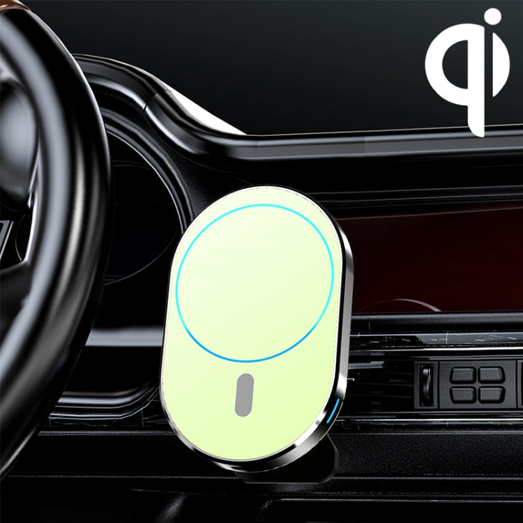 JJT-968 15W Max Output Magnetic Car Air Outlet Bracket Wireless Charger(Green) - Wireless Charger Holders by PMC TechLife | Online Shopping South Africa | PMC TechLife