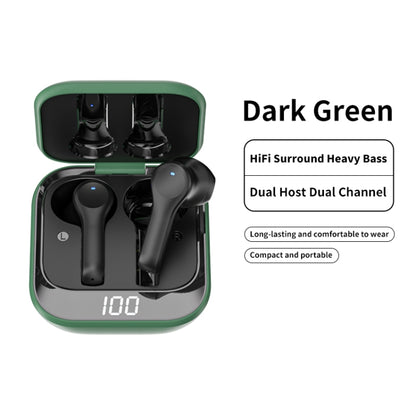 K08 Wireless Bluetooth 5.0 Noise Cancelling Stereo Binaural Earphone with Charging Box & LED Digital Display (Green) - Bluetooth Earphone by PMC Jewellery | Online Shopping South Africa | PMC Jewellery