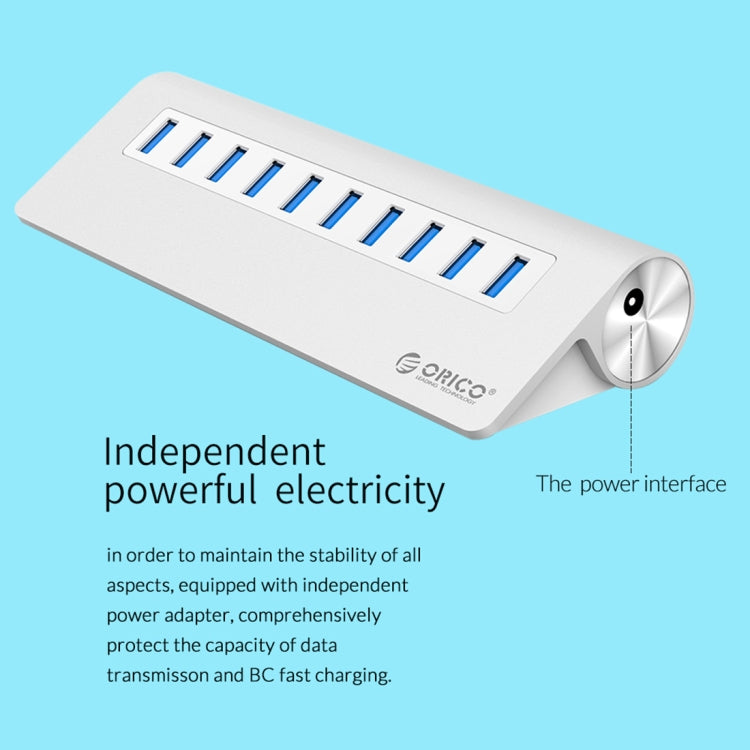 ORICO M3H10-U3-V2 Aluminum Alloy 10 USB 3.0 Ports HUB - USB HUB by ORICO | Online Shopping South Africa | PMC TechLife | Buy Now Pay Later Mobicred