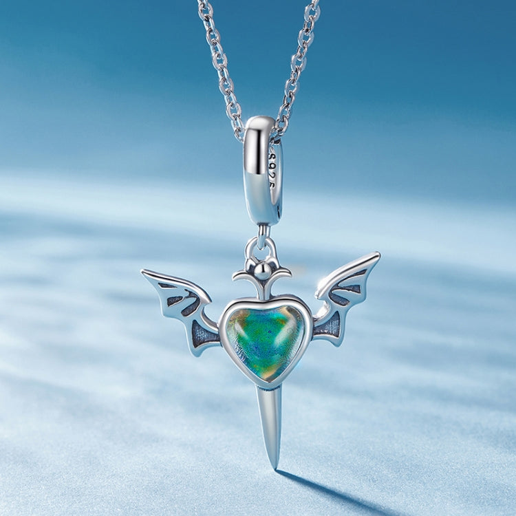 SCC2559 Sterling Silver S925 Temperature Sensitive Discoloration DIY Angel Wings Pendant Accessories - Jewelry Accessories by PMC Jewellery | Online Shopping South Africa | PMC Jewellery