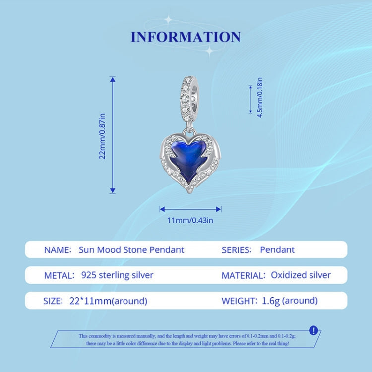 BSC900 Sterling Silver S925 Temperature Sensitive Discoloration Guardian Heart Pendant Accessories - Jewelry Accessories by PMC Jewellery | Online Shopping South Africa | PMC Jewellery