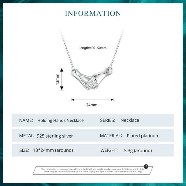 BSN337 Sterling Silver S925 White Gold Plated Holding Hand Line Necklace - Necklaces & Pendants by PMC Jewellery | Online Shopping South Africa | PMC Jewellery