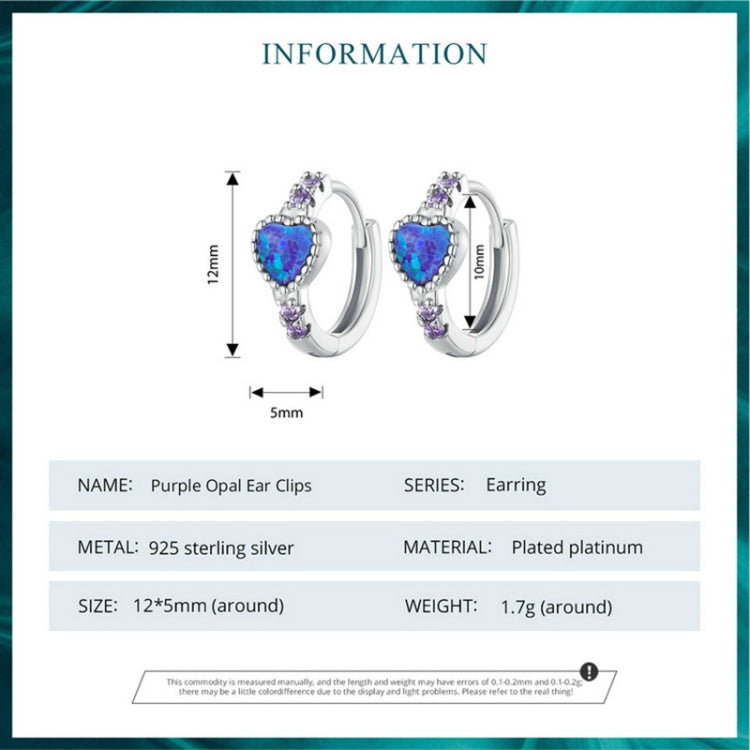 BSE865 S925 Sterling Silver Purple Opal Earrings Heart Shape Versatile Earrings - Rings by PMC Jewellery | Online Shopping South Africa | PMC Jewellery