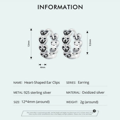 SCE1613 Sterling Silver S925 Black Heart Shape Earrings - Stud Earrings & Earrings by PMC Jewellery | Online Shopping South Africa | PMC Jewellery