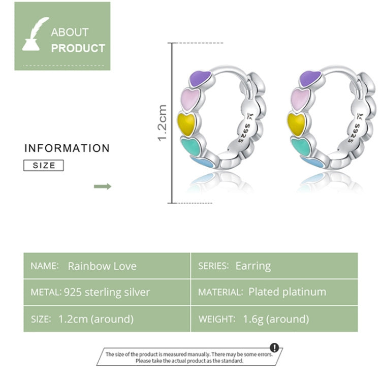 SCE909-B Sterling Silver S925 Rainbow Heart Stud Earrings Drop Oil Jewelry Earrings - Stud Earrings & Earrings by PMC Jewellery | Online Shopping South Africa | PMC Jewellery