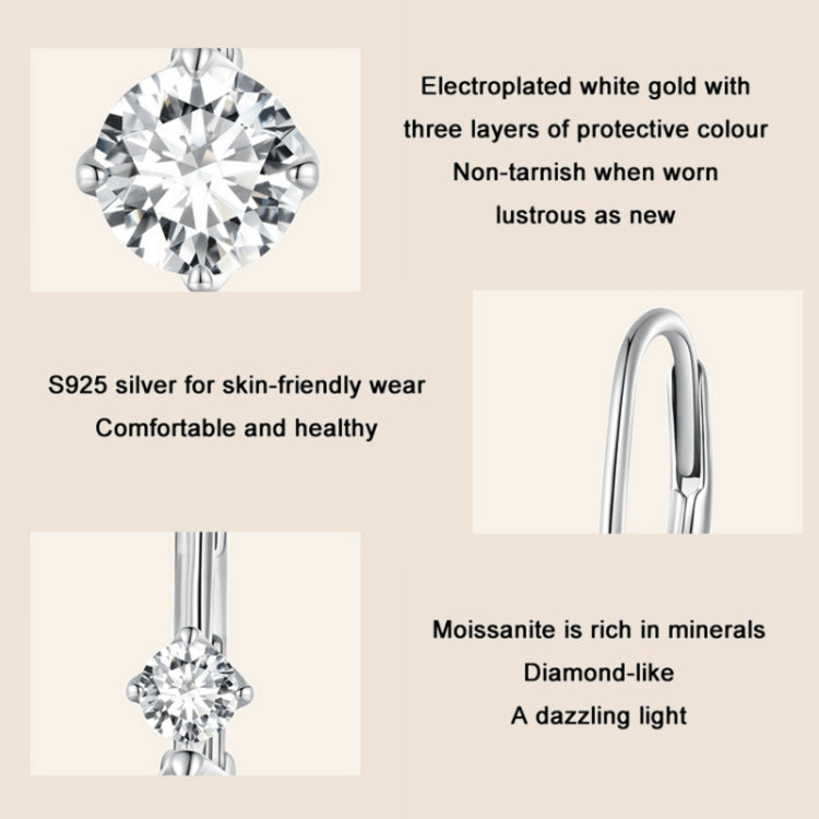 MSE031 Sterling Silver 925 White Gold Plated Zircon Light Luxury Style Moissanite Earrings - Stud Earrings & Earrings by PMC Jewellery | Online Shopping South Africa | PMC Jewellery