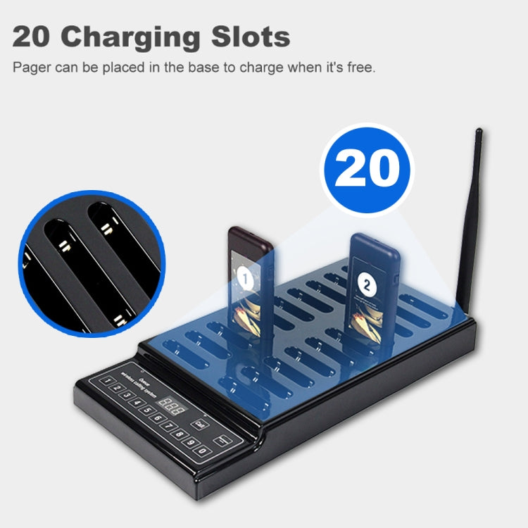 QC100 999 Channel Restaurant Wireless Paging Queuing Calling System with 20 Call Coaster Pagers, EU Plug - Alarm System by PMC Jewellery | Online Shopping South Africa | PMC Jewellery