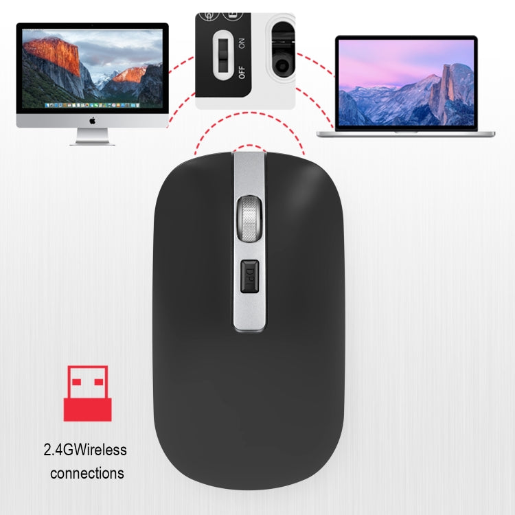 HXSJ M30 Rechargeable Wireless Mouse Metal Wheel Mute 2.4G Office Mouse 500 mAh Built-in Battery(Grey) - Wireless Mice by HXSJ | Online Shopping South Africa | PMC TechLife | Buy Now Pay Later Mobicred