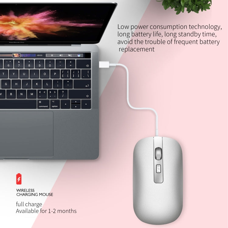 HXSJ M30 Rechargeable Wireless Mouse Metal Wheel Mute 2.4G Office Mouse 500 mAh Built-in Battery(Grey) - Wireless Mice by HXSJ | Online Shopping South Africa | PMC TechLife | Buy Now Pay Later Mobicred