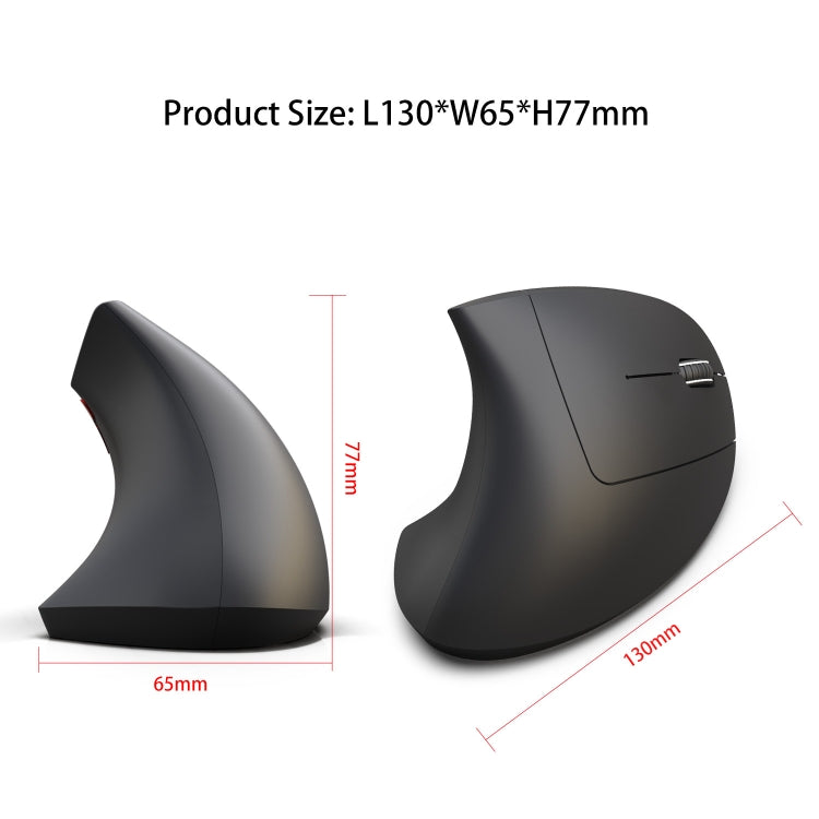 HXSJ T29 Bluetooth 3.0 Wireless Bluetooth 6-Keys 2400 DPI Adjustable  Ergonomics Optical Vertical Mouse(Black), ZA