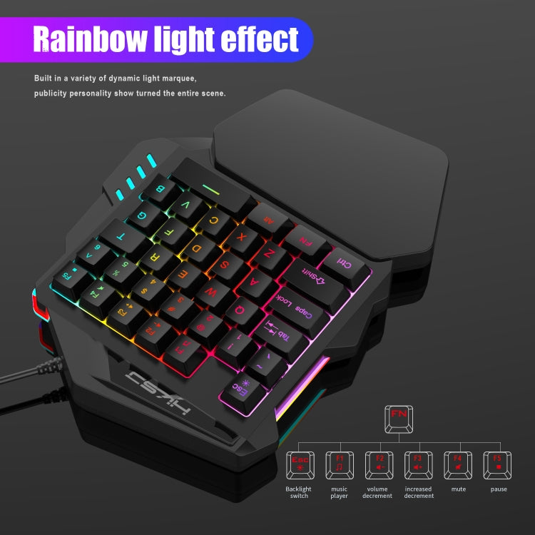 HXSJ V100 Universal One-hand 35-Keys Mechanical Blue Axis Seven-color Backlight Wired Gaming Keyboard, Length: 1.6m - Other Accessories by HXSJ | Online Shopping South Africa | PMC TechLife | Buy Now Pay Later Mobicred