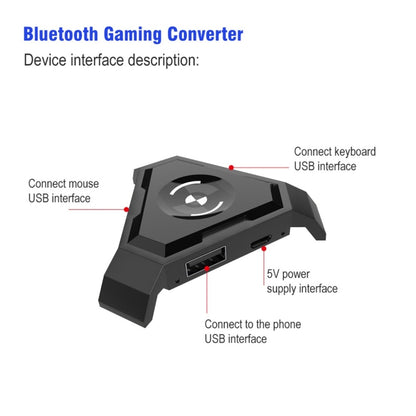 HXSJ P5 Bluetooth 4.1 Keyboard Mouse Bluetooth Gaming Converter, Can Not Be Pressed Version(Black) - Converter & Adapter by HXSJ | Online Shopping South Africa | PMC Jewellery