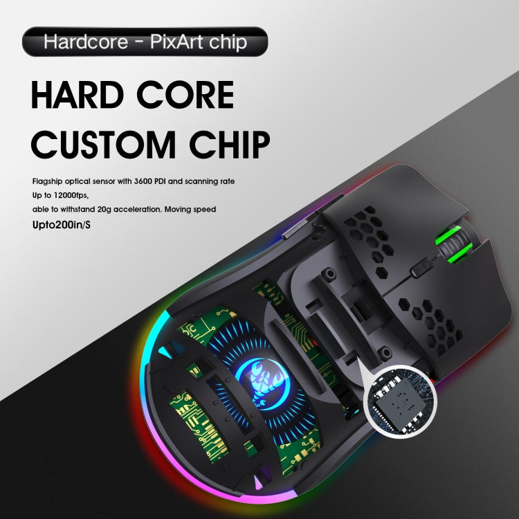 HXSJ T66 7 Keys Colorful Lighting Programmable Gaming Wireless Mouse (White) - Wireless Mice by HXSJ | Online Shopping South Africa | PMC TechLife | Buy Now Pay Later Mobicred