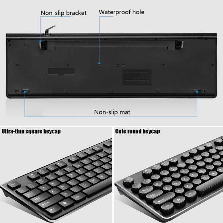 ZGB S500 Round Key USB Wired Computer Keyboard (White) - Wired Keyboard by Chasing Leopard | Online Shopping South Africa | PMC Jewellery