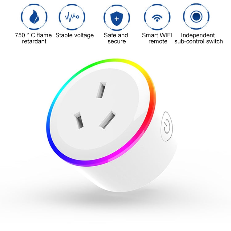 10A RGB Scene Light WiFi Remote Control Smart Socket Works with Alexa & Google Home & IFTTT, AC 100-240V, AU Plug - Smart Socket by PMC Jewellery | Online Shopping South Africa | PMC Jewellery