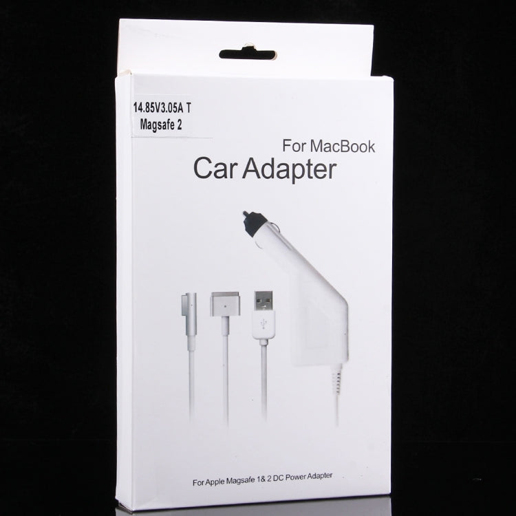 45W 14.85V 3.05A 5 Pin T Style MagSafe 2 Car Charger with 1 USB Port for Apple Macbook A1466 / A1436 / A1465 / A1435 / MD224 / MD231 / MD761 / MD711, Length: 1.7m(White) - Cable & Adapter by PMC TechLife | Online Shopping South Africa | PMC TechLife | Buy Now Pay Later Mobicred