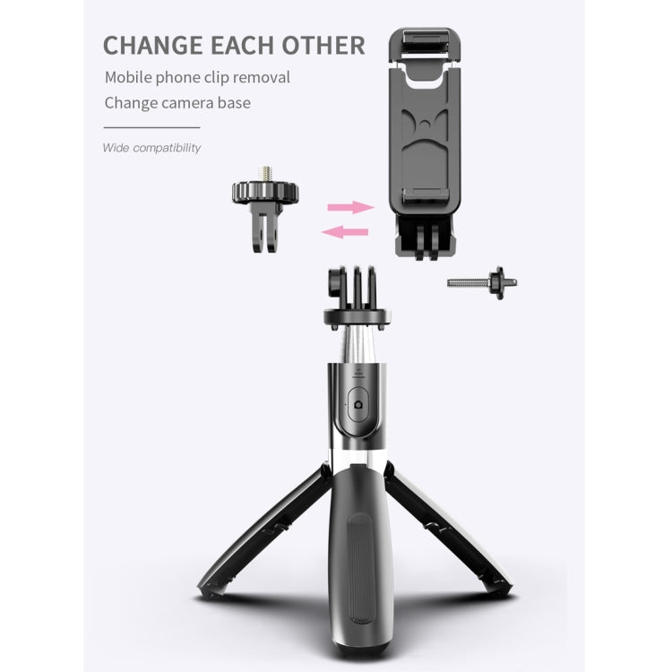 L02 100cm Multi-function Adjustable Bluetooth Self-timer Pole Tripod Selfie Stick (Black) - Selfie Sticks by PMC Jewellery | Online Shopping South Africa | PMC Jewellery