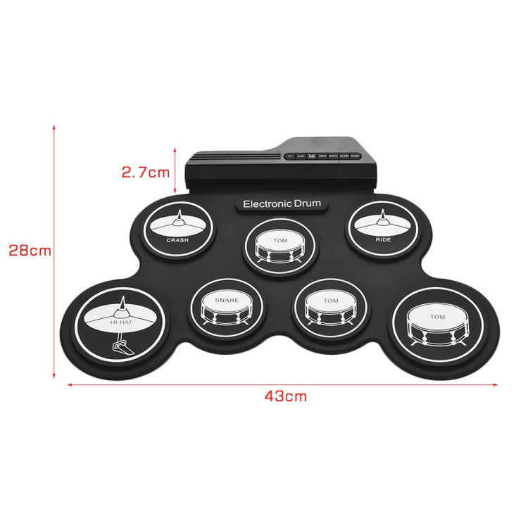 Portable Silicone Hand Roll USB Electronic Drum, Black Icon Version - Percussion Instruments by PMC TechLife | Online Shopping South Africa | PMC TechLife