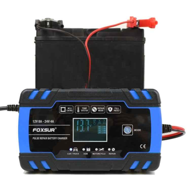 FOXSUR 12V-24V Car Motorcycle Truck Repair Battery Charger AGM Charger, UK Plug (Blue) - free shipping - PMC TechLife - Order now!