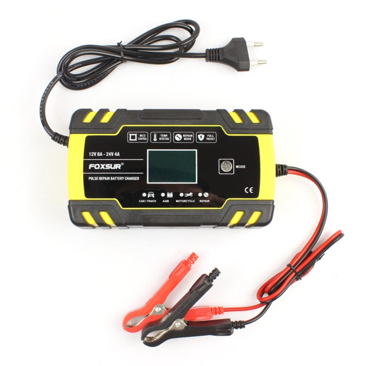 FOXSUR 12V-24V Car Motorcycle Truck Repair Battery Charger AGM Charger, EU Plug - free shipping - PMC TechLife - Order now!