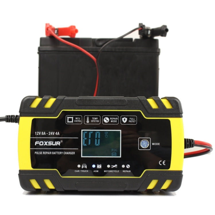 FOXSUR 12V-24V Car Motorcycle Truck Repair Battery Charger AGM Charger, EU Plug - free shipping - PMC TechLife - Order now!