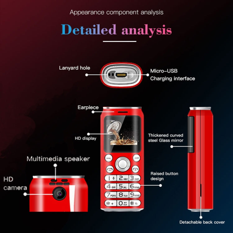 Satrend K8 Mini Mobile Phone, 1.0 inch, Hands Free Bluetooth Dialer Headphone, MP3 Music, Dual SIM, Network: 2G(Red) - free shipping - PMC TechLife - Order now!