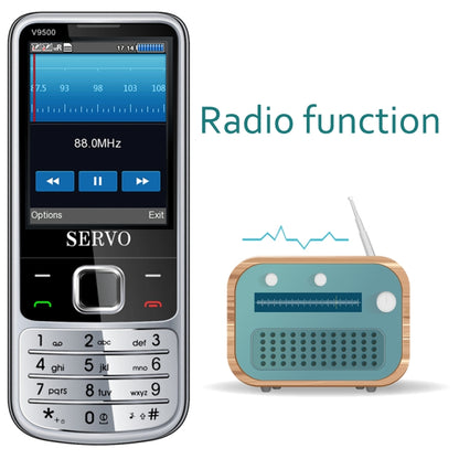 SERVO V9500 Mobile Phone, English Key, 2.4 inch, Spredtrum SC6531CA, 21 Keys, Support Bluetooth, FM, Magic Sound, Flashlight, GSM, Quad SIM(Black) - SERVO by SERVO | Online Shopping South Africa | PMC Jewellery