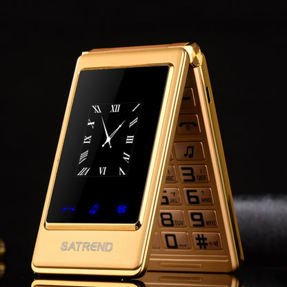 SATREND A15-M Dual-screen Flip Elder Phone, 3.0 inch + 1.77 inch, MTK6261D, Support FM, Network: 2G, Big Keys, Dual SIM(Gold) - SATREND by SATREND | Online Shopping South Africa | PMC Jewellery