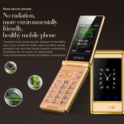 SATREND A15-M Dual-screen Flip Elder Phone, 3.0 inch + 1.77 inch, MTK6261D, Support FM, Network: 2G, Big Keys, Dual SIM(Coffee) - SATREND by SATREND | Online Shopping South Africa | PMC Jewellery