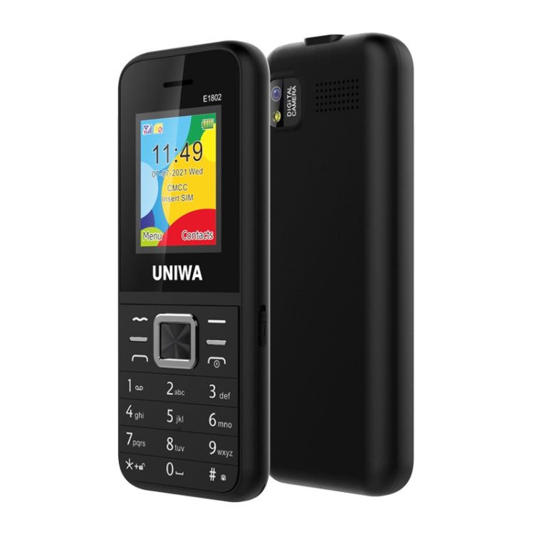 UNIWA E1802 Mobile Phone, 1.77 inch, 1800mAh Battery, SC6531DA, 21 Keys, Support Bluetooth, FM, MP3, MP4, GSM, Dual SIM(Black) - UNIWA by UNIWA | Online Shopping South Africa | PMC TechLife